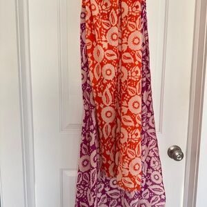 Roberta Roller Rabbit Floral Purple Orange Wrap Scarf